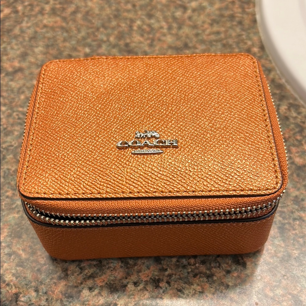 Coach Orange Leather Jewelry Box